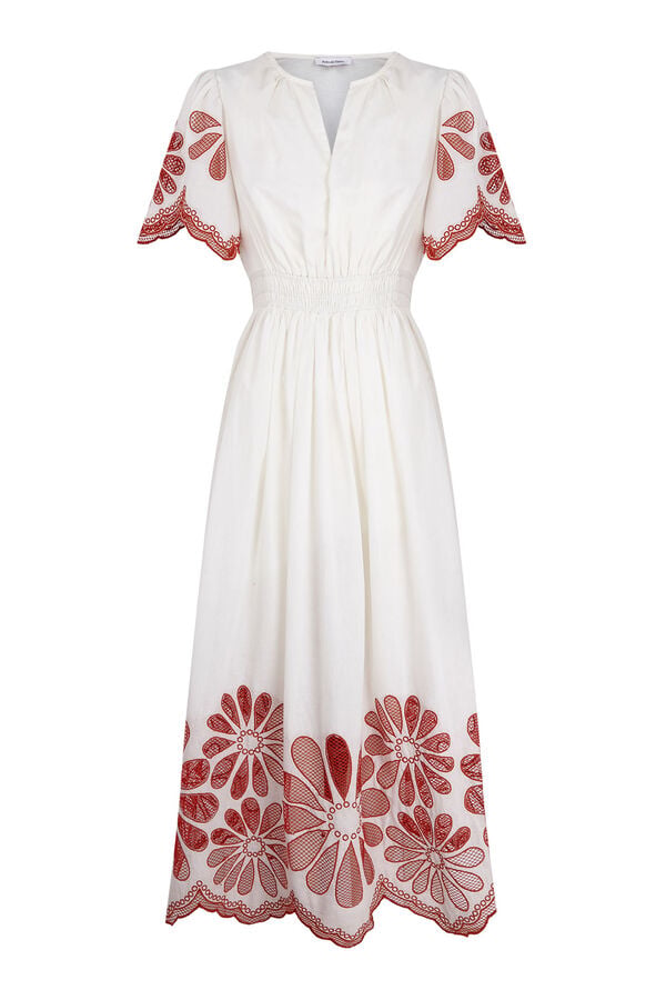 Pedro del Hierro Vestido rom&acirc;ntico de renda Ecru