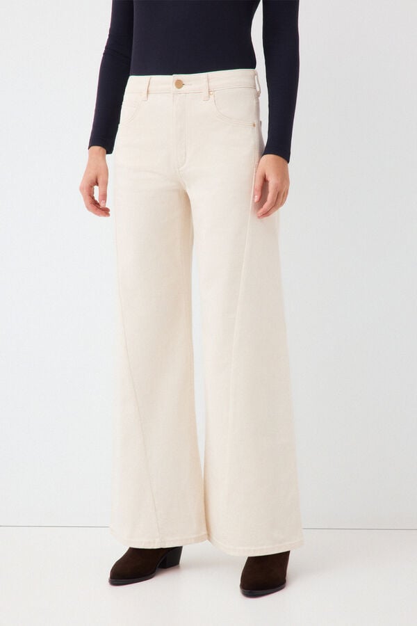 Pedro del Hierro Jeans wide leg arch Beige