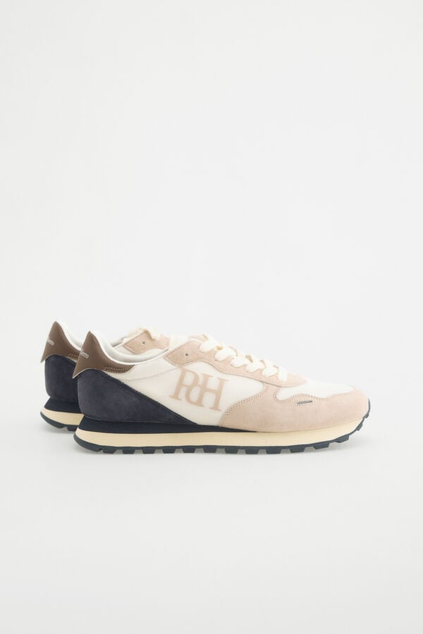 Pedro del Hierro Zapatilla piel y textil Beige