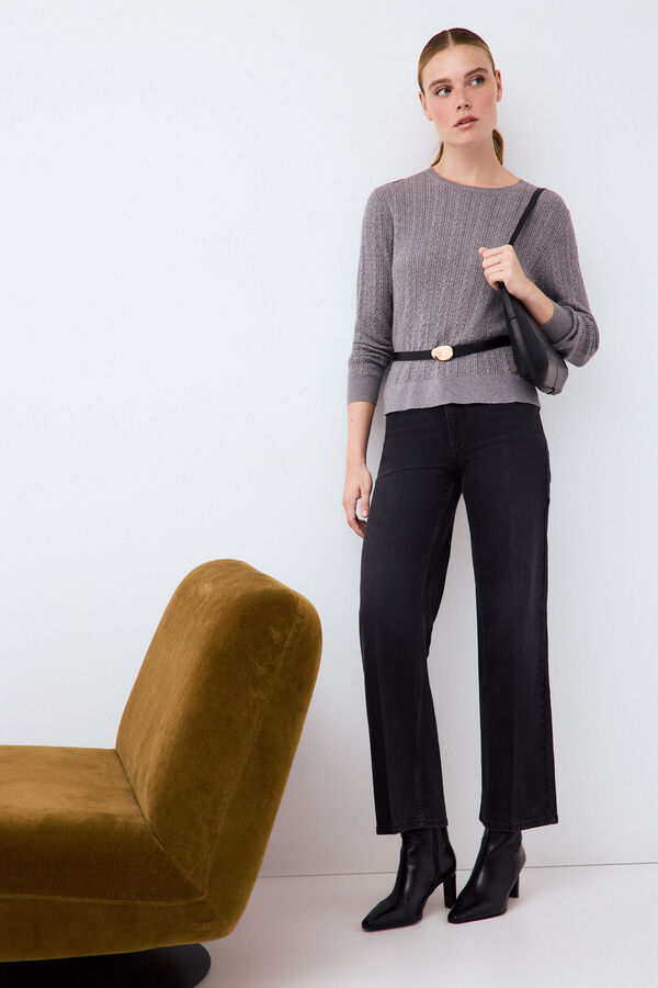 Pedro del Hierro Oversize mini cross-knit jumper Grey