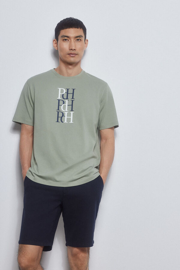 Pedro del Hierro Camiseta com logo estampado Verde