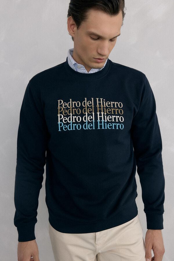 Pedro del Hierro Logo crew neck sweatshirt Blue