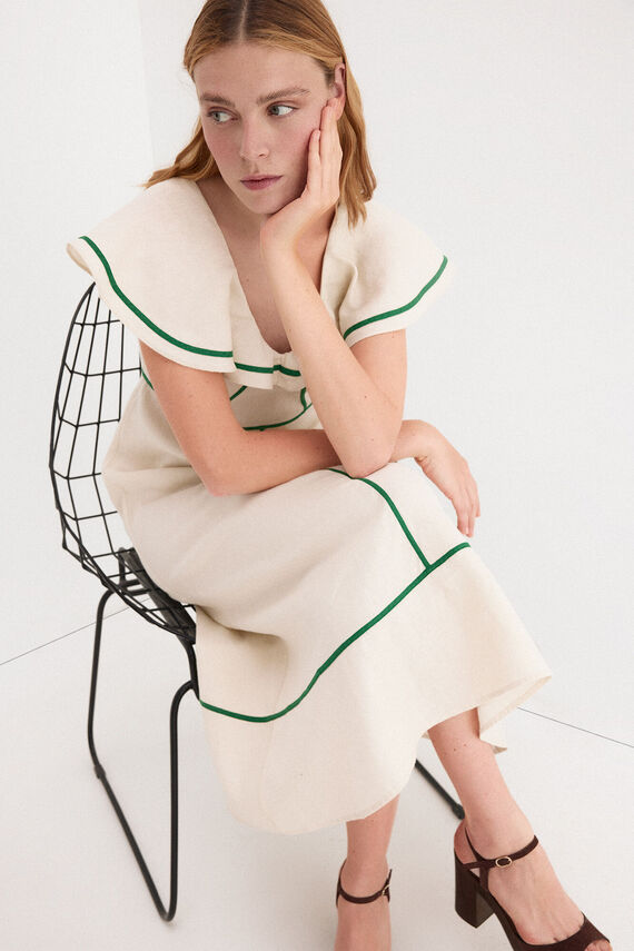 Vestido lino detalle contrastes