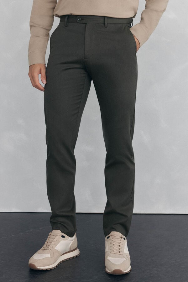 Pedro del Hierro Slim-fit print chinos pants Green