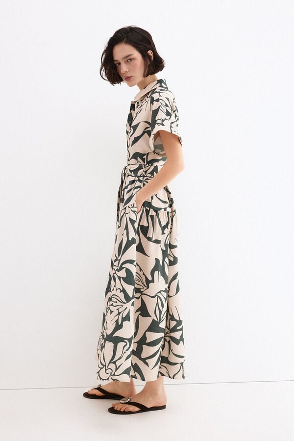 Pedro del Hierro Printed shirt dress Beige