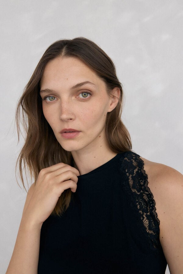 Pedro del Hierro Strappy top with lace Black