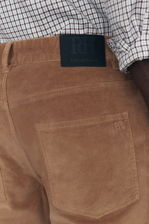 Pedro del Hierro Calças de veludo slim fit com 5 bolsos Marrom