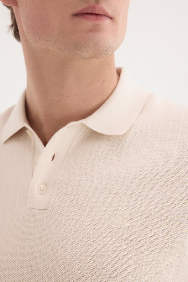 Pedro del Hierro Premium striped short sleeve polo shirt Beige