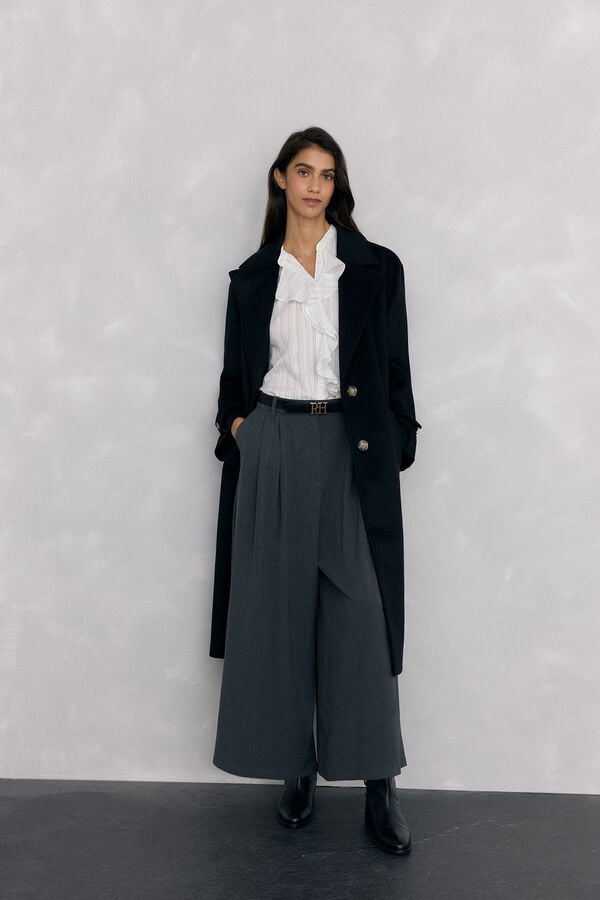 Pedro del Hierro Blusa riscas com folho Vários