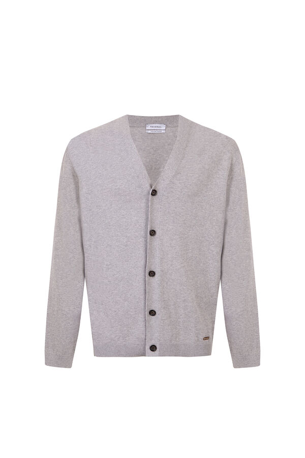 Pedro del Hierro Cotton knit V-neck button cardigan Grey