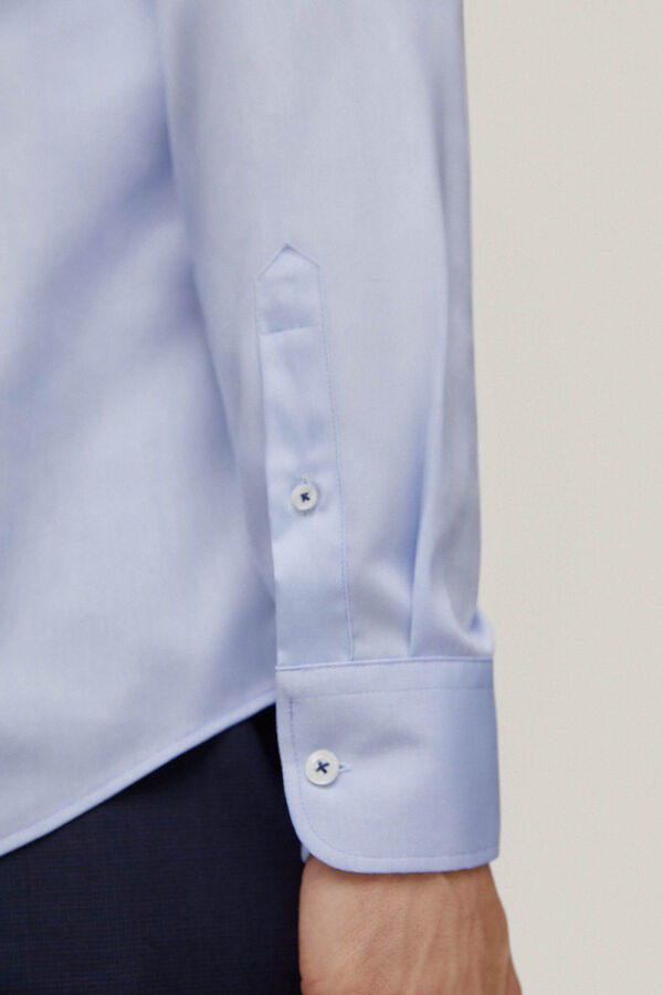Pedro del Hierro Camisa pinpoint lisa non-iron + antimanchas Azul