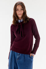 TFP by Tamara Falcó 100% wool sweater with scarf Burgundy