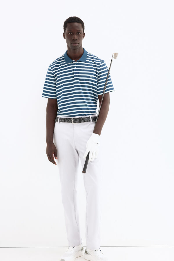 Pedro del Hierro Striped golf polo shirt Blue