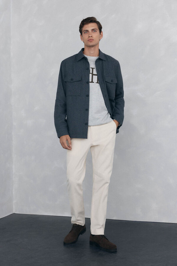 Pedro del Hierro Plain wool overshirt Grey