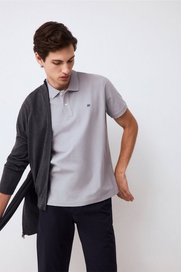 Pedro del Hierro Piqu&eacute; basic polo shirt Grey