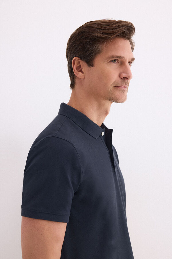 Pedro del Hierro Basic piqu&eacute; polo shirt Blue
