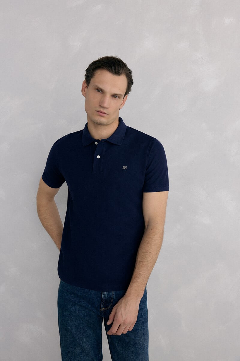 Pedro del Hierro Basic piqué polo shirt Blue