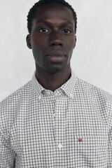 Pedro del Hierro Non-iron Oxford checked shirt Burgundy