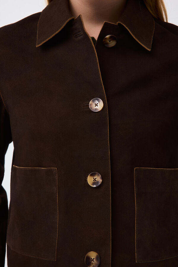 Pedro del Hierro Suede button jacket Brown