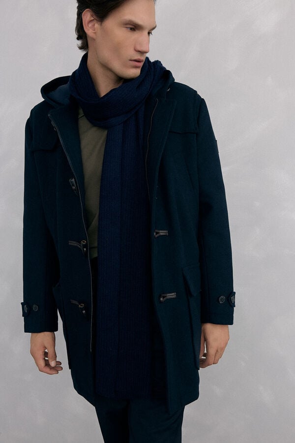 Pedro del Hierro Sobretudo de lã com alamares Azul