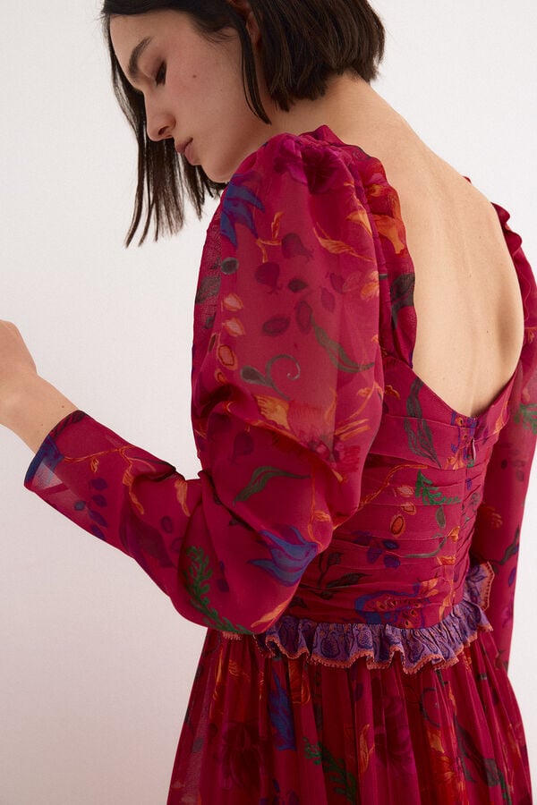 TFP by Tamara Falc&oacute; Long floral print dress Ecru