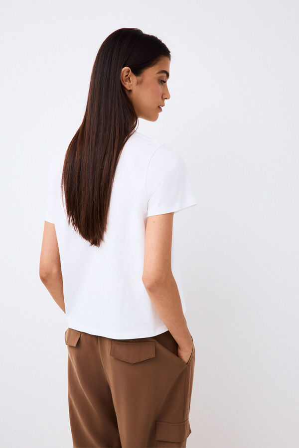 Pedro del Hierro Short sleeve T-shirt with pocket and chain detail White