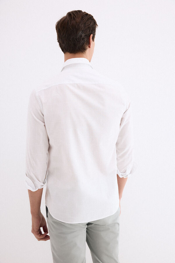 Pedro del Hierro Poplin textured checked shirt White