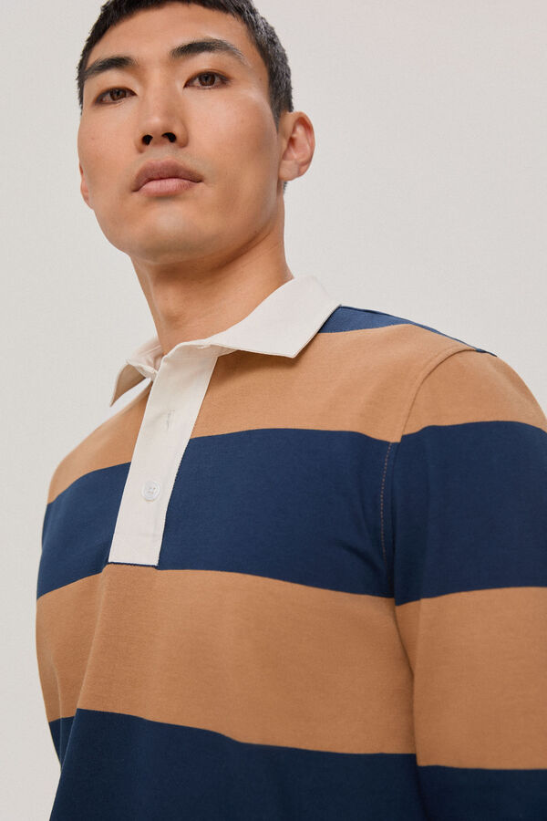 Pedro del Hierro Polo rugby rayas manga larga Azul