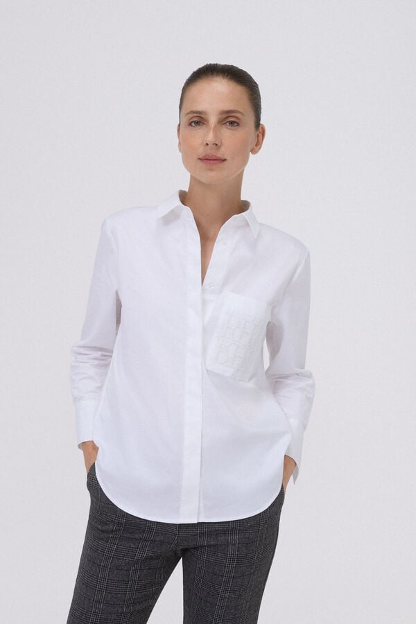 Pedro del Hierro Oversized poplin logo shirt White