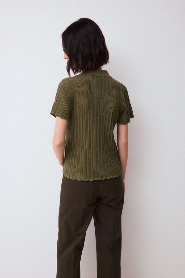 Pedro del Hierro Polo neck structure short sleeve jumper Green