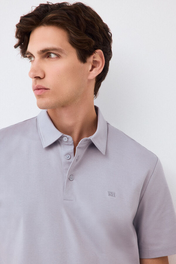 Pedro del Hierro Plain mercerized polo shirt Grey