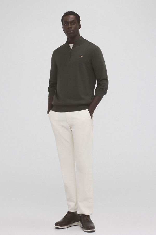 Pedro del Hierro Cotton/silk/cashmere half-zip jumper Green