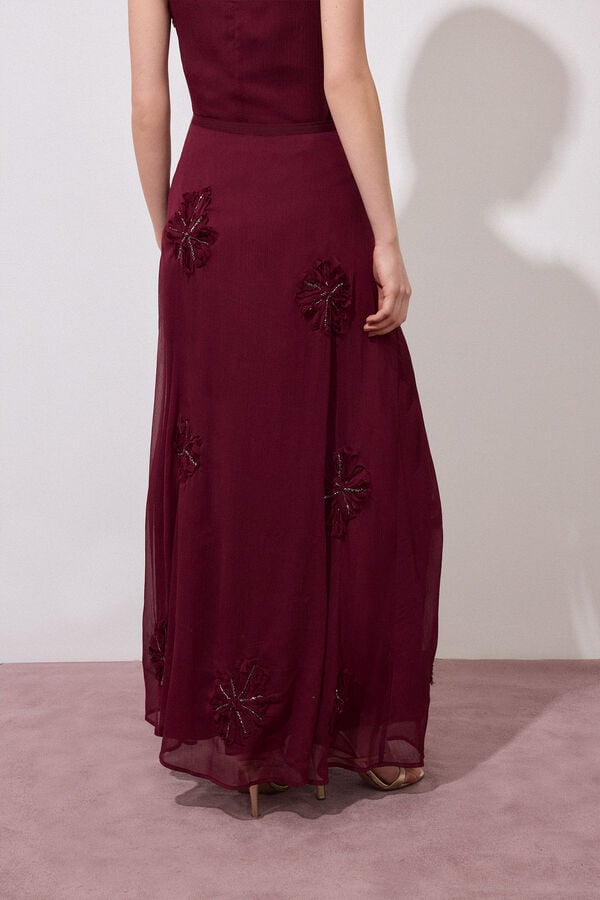 Pedro del Hierro Embroidered floral skirt Purple