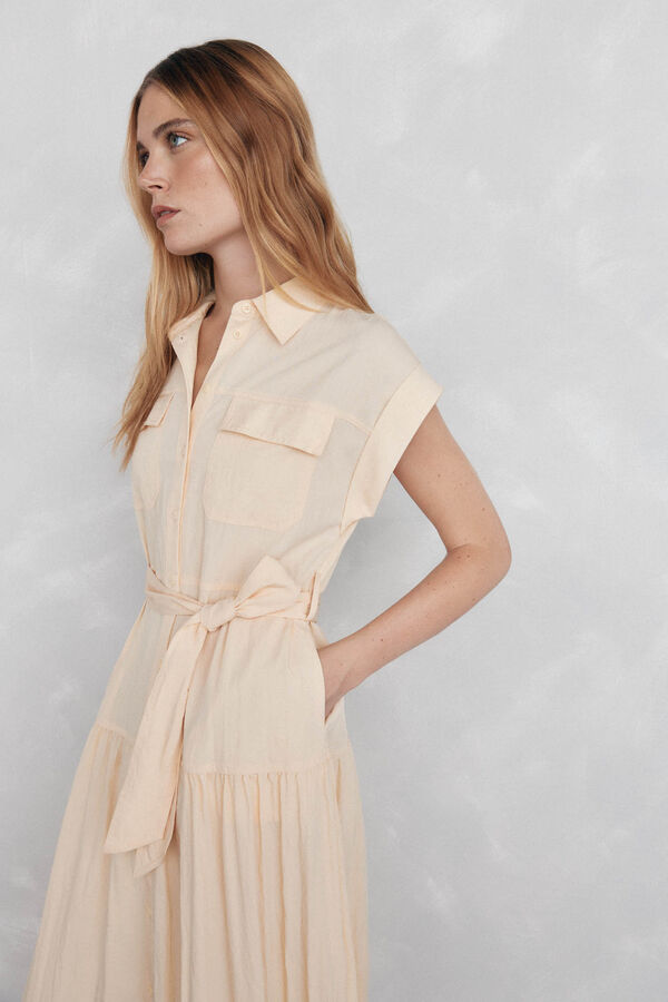 Pedro del Hierro Vestido camisa mangas comprimento midi Amarelo