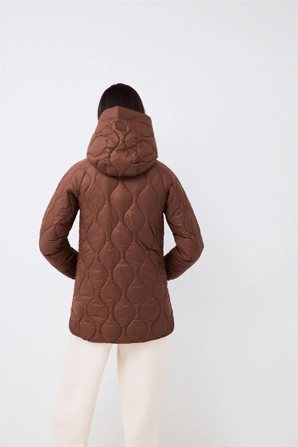 Pedro del Hierro Parka larga reversible capucha Marr&oacute;n