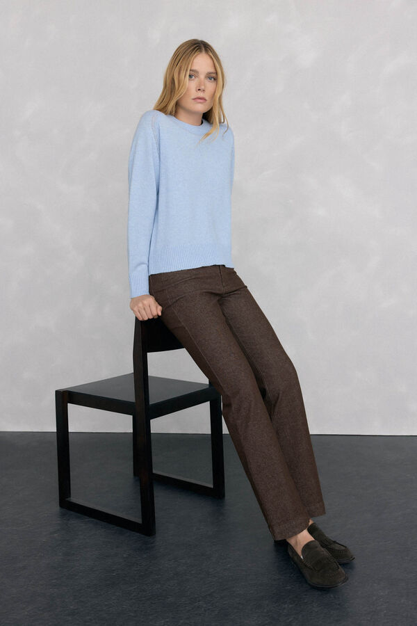 Pedro del Hierro wool sweater with a central crew neck Blue