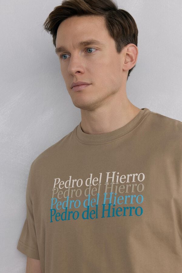 Pedro del Hierro Large logo T-shirt Beige