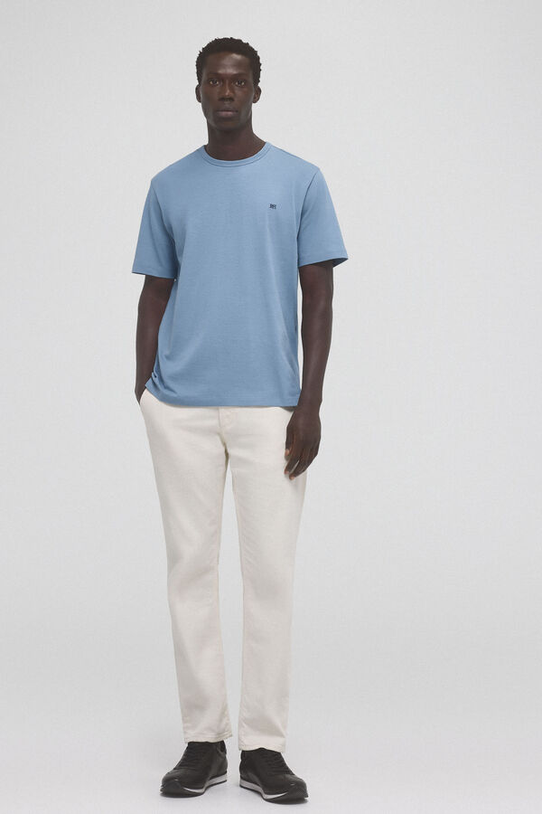Pedro del Hierro Basic T-shirt with embroidered logo Blue