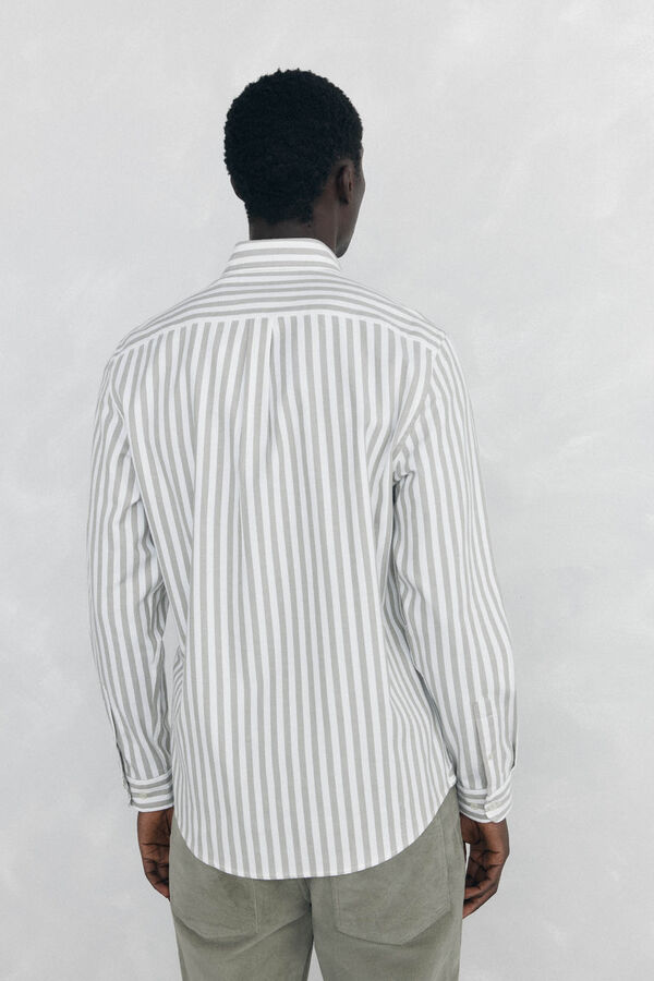 Pedro del Hierro Brushed Oxford Striped Shirt Green