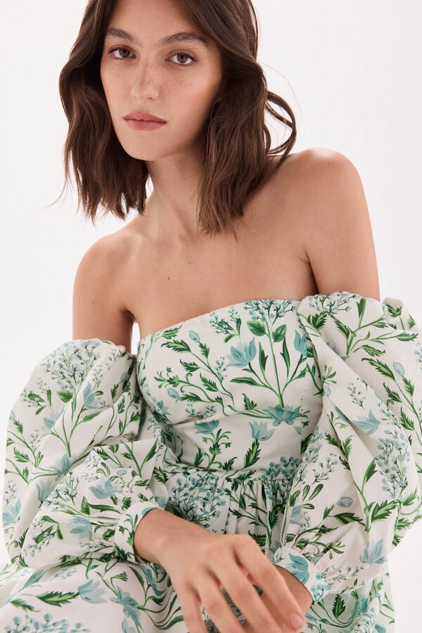 TFP by Tamara Falcó Vestido decote caicai estampado Turquesa