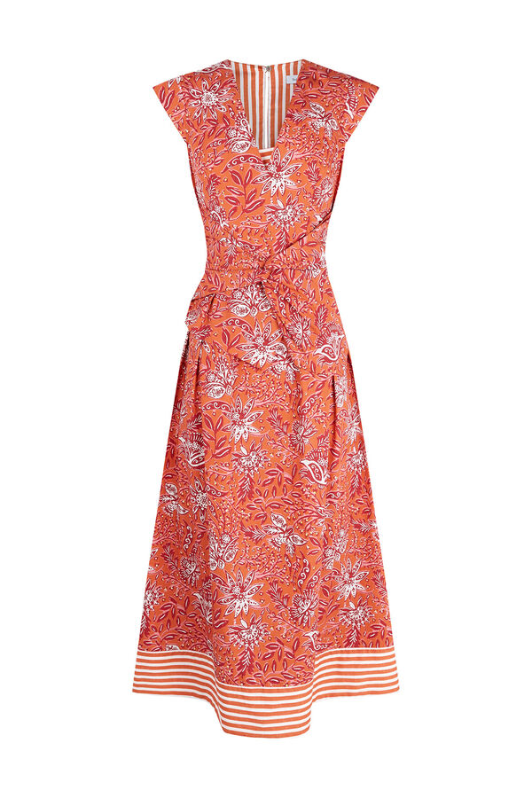 Pedro del Hierro Vestido estampado detalle lazo en cintura Beige