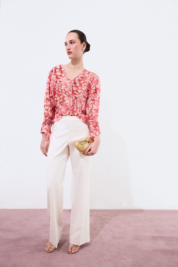 Pedro del Hierro Silk printed blouse Red