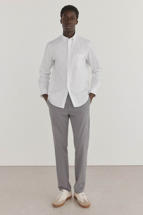 Pedro del Hierro Non-iron + stain-resistant plaid shirt White