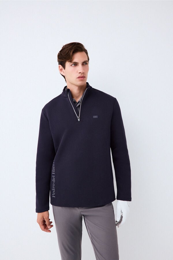 Pedro del Hierro Sweatshirt t&eacute;cnica de golfe gola camionista Azul