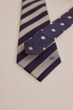 Pedro del Hierro Striped silk tie Blue