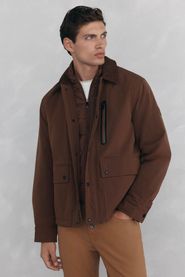 Pedro del Hierro Jacket with wool neck Brown
