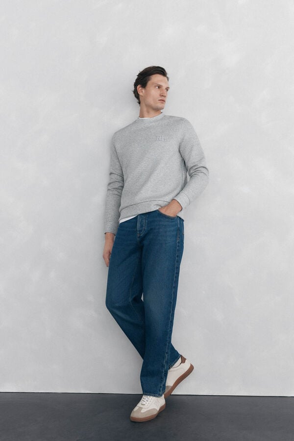 Pedro del Hierro Crew neck sweatshirt in technical fabric Grey