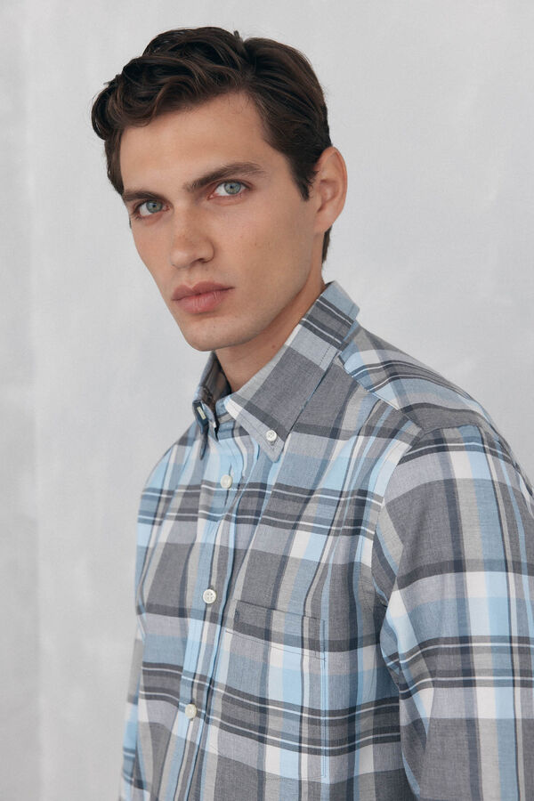 Pedro del Hierro Soft checkered twill Grey