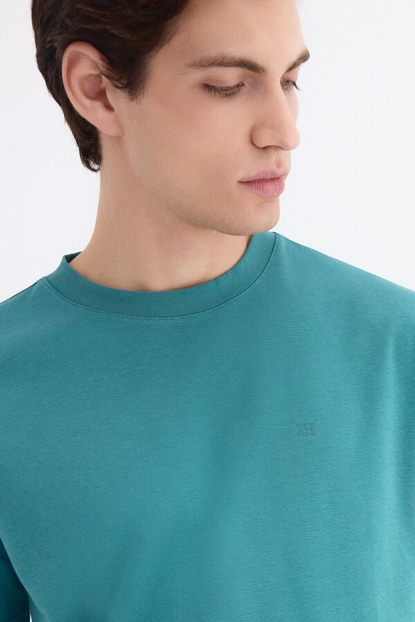Pedro del Hierro Mercerized T-shirt Turquoise