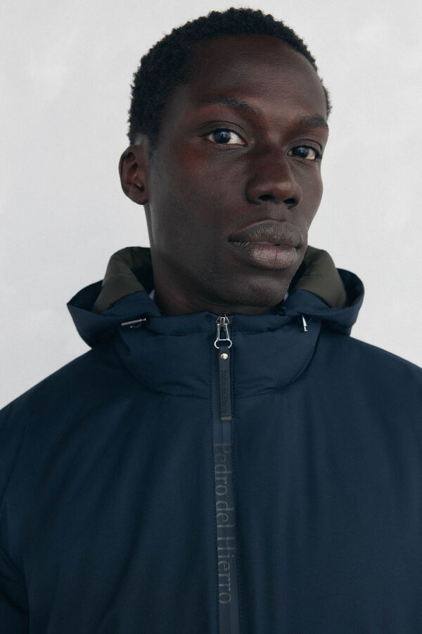 Pedro del Hierro Zip fastening jacket with hood Blue